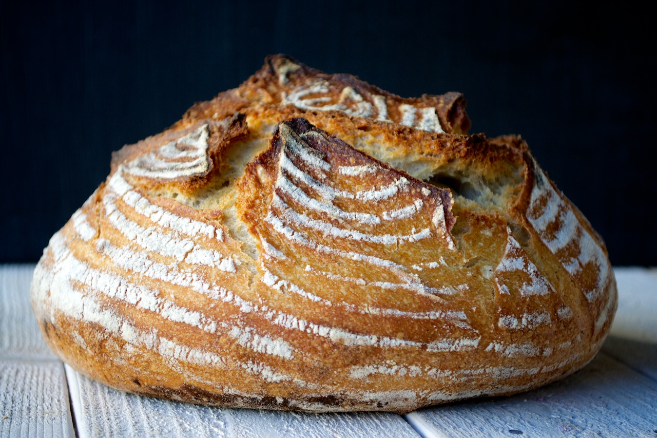 Sourdough Bread With 70% Hydration Baked In Dutch Oven