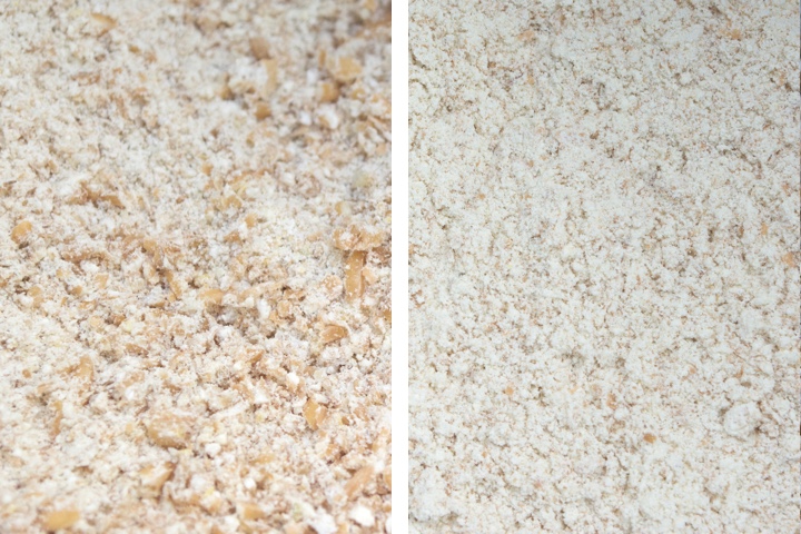 Wheat ground at two different coarseness levels.